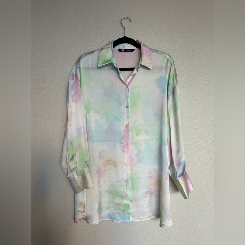 Pastel Watercolor Oversized Blouse - Zara